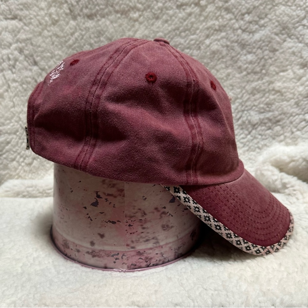 Blessed Girl Red w/Black & White Trim Cross 100% Cotton Velcro Strap Back Hat - Picture 2 of 9